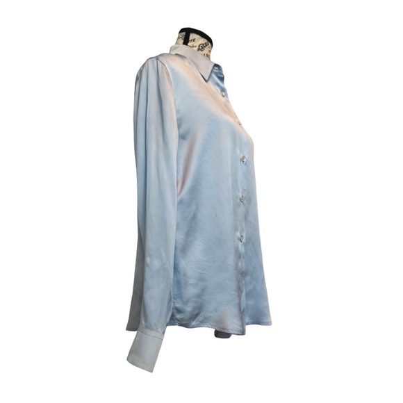 Armani Collezioni Silk Button Down Shirt. Light Blue. Size 6 - Picture 4 of 9